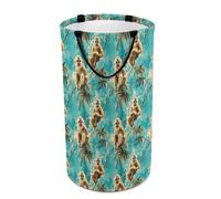 Collapsible Laundry Baskets for Dorm - Large Round Tropical Cute Monkey Print Foldable Baby Kids Laundry Hamper, 135 L Dirty Clothes Hamper for Boys Girls Bedroom Nursery Decor Aesthetic