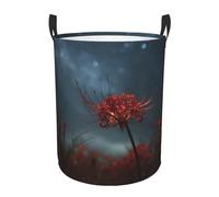 Collapsible Laundry Baskets Red Spider Printing Circular Hamper Fun Clothes Basket With Handles Cute Kids Toy Storage Bin Round Dirty Clothes Basket For Bedroom/Laundry Room