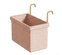 Collapsible Laundry Hamper with Hooks - Foldable Fabric Clothes Basket for Door Hanging - Dustproof Storage Bin for Dorms Bathrooms - Beige Pink Grey 9.8x7.9x3.7 Inch(Pink)