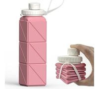 Collapsible & Leakproof 20.6oz Water Bottle, Portable Reusable for Travel Camping Cycling,Pink