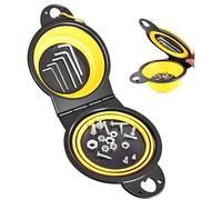Collapsible Magnetic Parts Tray Set, New Upgraded Version Magnetic Trays, Integrated 5.1" Round Dual Silicone Bowls, Multi-Use Nuts And Bolts Organizer, Bonus Hook for On-the-Go Carry (yellow2.0)