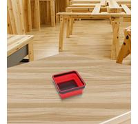 Collapsible Magnetic Screw Tray Silicone Bowl for Tool Parts Storage, 4.5 Inch Foldable Organizer Dish with Strong Magnet for Screws Nuts Bolts, S(RED)