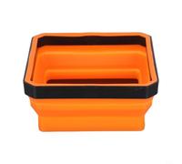 Collapsible Magnetic Screw Tray Silicone Bowl for Tool Parts Storage, 4.5 Inch Foldable Organizer Dish with Strong Magnet for Screws Nuts Bolts, S(Orange)