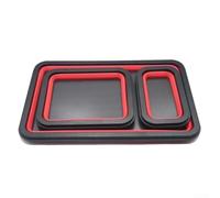 Collapsible Magnetic Tray 3pcs Foldable Silicone(B) | Space-saving fold design, 3-piece set, strong magnet hold, silicone grip, garage storage