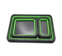 Collapsible Magnetic Tray 3pcs Foldable Silicone(C) | Space-saving fold design, 3-piece set, strong magnet hold, silicone grip, garage storage