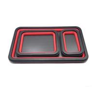 Collapsible Magnetic Tray Set 3pc Heavy Duty Silicone Parts Dish for Screws Nuts Bolts - Foldable Tool Organizer 29x19cm(B)