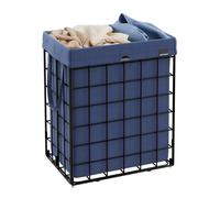 Collapsible Metal Wire Laundry Basket, Black and Charcoal Blue / 90L