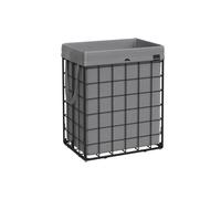 Collapsible Metal Wire Laundry Basket, Black and Grey / 48L x 33W x 58H centimetres
