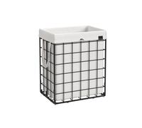 Collapsible Metal Wire Laundry Basket, Black and White / 48L x 33W x 58H centimetres
