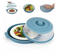Collapsible Microwave Cover for Food, Microwave Plate Cover with Anti-Scald Base Mat, Vented Microwave Cover BPA Free, Kitchen Gadgets 2025 New 10.5 Inch Blue