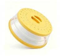 Collapsible Microwave Splatter Cover(Light yellow, 10.5IN) | Microwave Plate Cover With Steam Vent，BPA-Free Silicone & Plastic