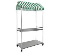 Collapsible Mobile Retail Vending Cart with Protective Canopy, Dual-Tier Merchandise Display Stand for Snacks, Beverages & Temporary Pop-Up Stall Operations(Green,50x100cm)