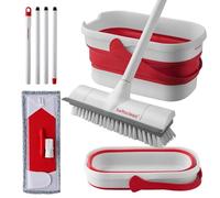 Collapsible Mop and Bucket Set with Wringer, Heavy Duty Scrub Brush, Foldable Mop and Broom for Home, Indoor or Outdoor Cleaning, Patio, Deck, RV, Concrete, and Floor Care by Bettaclean