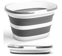 Collapsible Mop Bucket 16L with Handles, Cleaning Bucket Space Saving Foldable Silicone Tub for Laundry Storage Camping, Portable Wash Basin for Home & Car, Christmas Party Compact Utility Tool