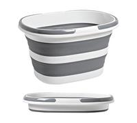 Collapsible Mop Bucket 16L with Handles,Silicone Folding Bucket | for Laundry Storage Camping | Space-saving Mop Buckets | for Home & Car Outdoor Camping Beach (Gray)