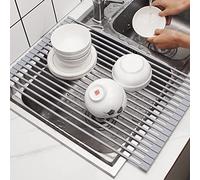 Collapsible Over-Sink Dish Drainer Rack - Multi-Functional Kitchen Sink Strainer for Fruits Vegetables and Dishes - Space-Saving Design for Easy Storage