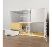 Collapsible Pet Cages For Small Animals,Portable Cat Cages Indoor Large With Litter Box + Cat Litter Shovel + Ladder,White-111 * 49 * 75cm-B