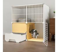 Collapsible Pet Cages For Small Animals,Portable Cat Cages Indoor Large With Litter Box + Cat Litter Shovel + Ladder,White-75 * 49 * 75cm