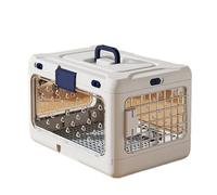 Collapsible Pet Carrier Box, Breathable Thickening Foldable Cat Cage with Handle Plastic Travel Cage for Transport(White)