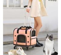 Collapsible Pet Carrier with Wheels, Pet Trolley Backpack, Rolling Cat/Dog Carrier, Lightweight, for Outdoor or Indoor Use
