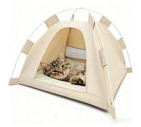 Collapsible Pet Tent for Cats, Double - Sided Cushion & Breathable Mesh Cat Shelter with Anti - Unraveling Hem for Indoor Use(22.8''x22.8''x18.9'')