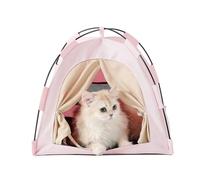 Collapsible Pet Tent House, Portable Cat Shelter with Breathable Mesh & Multiple Colors for Indoor Outdoor Use(Pink,18.5''x18.5''x17.7'')