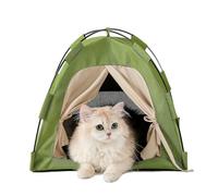 Collapsible Pet Tent House, Portable Cat Shelter with Breathable Mesh & Multiple Colors for Indoor Outdoor Use(Green,15.7''x15.7''x14.6'')