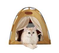 Collapsible Pet Tent House, Portable Cat Shelter with Breathable Mesh & Multiple Colors for Indoor Outdoor Use(Bright Yellow,18.5''x18.5''x17.7'')