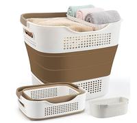 Collapsible plastic laundry hamper basket: collapsible laundry baskets - foldable pop up laundry basket for Washing & storage 43L (gold)