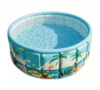 Collapsible Pool, Non Inflatable Foldable Pool Easy One-Click Setup for Boys, Girls, Pet, Ocean Blue, 35.4 X 17.7 Inch