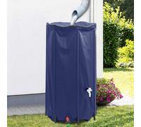Collapsible Rain Barrel 250L Blue PVC with Spigot Filtered Inlet 100x120cm Tough