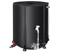Collapsible Rain Barrel Water Collection System - 200L Portable Water Storage Tank,Foldable Rainwater Collect System Downspout, Water Catcher Container with Filter, Spigots＆Overflow Kit,Black