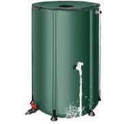 Collapsible Rain Barrel Water Collection System - 380L Portable Water Storage Tank,Foldable Rainwater Collect System Downspout, Water Catcher Container with Filter, Spigots＆Overflow Kit, Green