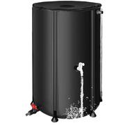 Collapsible Rain Barrel Water Collection System - 380L Portable Water Storage Tank,Foldable Rainwater Collect System Downspout, Water Catcher Container with Filter, Spigots＆Overflow Kit,Black
