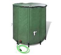 "vidaXL 500L Collapsible Rain Water Tank - Weather-Resistant PVC Material, Inbuilt Netted Filter, Easy Assembly, Green, Eco-friendly Water Storage Solution"