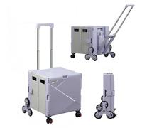 Collapsible Rolling Crate on Wheels for Teachers,Folding Utility Cart Handcart Shopping Trolley with Telescopic Handle for Grocery,Office,Luggage (Lilac Gray,50L Climbing Wheel)