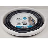 Collapsible Round Household Bucket with Handle 10 L Blue Grey Compact 32cm Diameter (Grey)