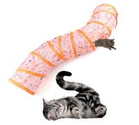 Collapsible S Shape Cat Tunnel for Indoor - Interactive Toy Maze Cat House with 1 Play Ball Cat Toys for Kitten, Puppy, Rabbit (Kitten Pattern)