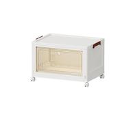 Collapsible Shoe Rack with Lid - Stackable Plastic Shoe Storage Box No Assembly Required Magnetic Clear Door for Bedroom & Entryway (1 Tier 1 Grid)