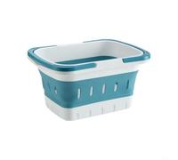 Collapsible Shower Tote Basket with Handles for Bathroom Laundry | Folding Plastic Organizer Bin Featuring Breathable Mesh Ventilation TPR PP Material Blue 28cm