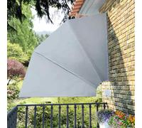 Collapsible Side Awning Grey 210x210 cm Polyester Folding Balcony Privacy Screen