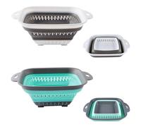 Collapsible Sieve,2 PCS Collapsible Colander Silicone,Folding Colander Kitchen Strainer Camping Colanders for Home and Outdoor Draining Pasta Vegetables Fruits