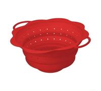 Collapsible Silicone Colander 13.2in Space-Saving Strainer(Red)