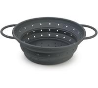 Collapsible Silicone Colander, Foldable Kitchen Strainer with Reinforced Frame & Handles, Space-Saving Food Sieve for Draining Pasta Vegetables Fruits, Dishwasher Safe for Home RV Camping (Grey)