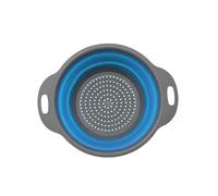 Collapsible Silicone Colander for Kitchen Sink, Foldable Vegetable Strainer Basket with Handles, Small Kitchen Drainer for Pasta Fruits and Vegetables (Blue)