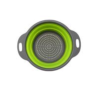 Collapsible Silicone Colander for Kitchen Sink, Foldable Vegetable Strainer Basket with Handles, Small Kitchen Drainer for Pasta Fruits and Vegetables (Green)