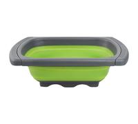 Collapsible Silicone Colander Set, Square Folding Strainer with Plastic Handles, Large Hole Kitchen Colander for Draining Pasta, Vegetables & Fruits, Eco-Friendly Space-Saving Design (Green)