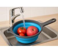 Collapsible Silicone Colander with Handle - Foldable Kitchen Strainer for Pasta, Fruits & Vegetables - BPA-Free, Heat-Resistant, Space-Saving Food Strainer (34.5cm)