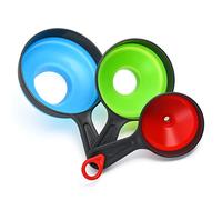 Collapsible Silicone Funnel Set for Kitchen - Wide Mouth Canning Funnel for Mason Jars, Transfer Liquid, Oil and Powder (3 Pack)