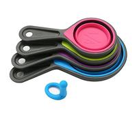 Collapsible Silicone Measuring Cups with 60ml/80ml/125ml/250ml - 4 Piece Set Kitchen Measuring Tools (4 Colors)